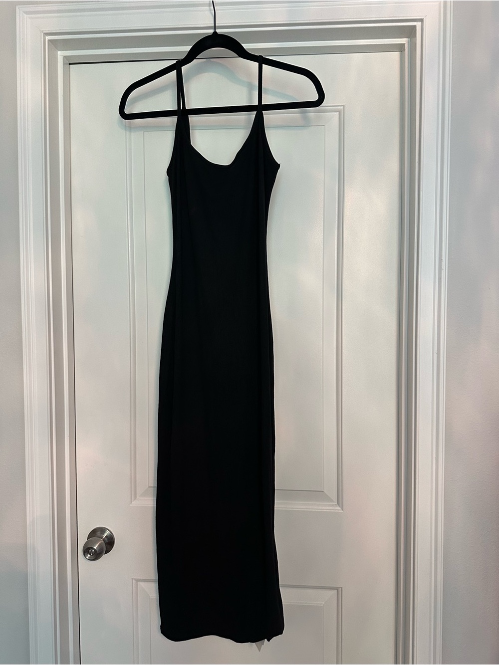 NWT Commense Black Slim Maxi Slip Dress with Spaghetti Straps